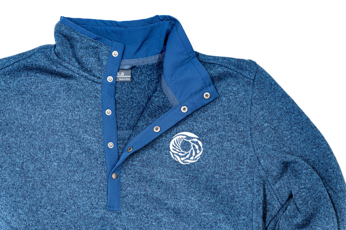 Blue fleece pullover sweater