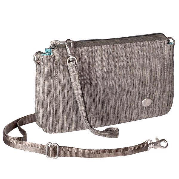 Upcycled plastic bottle gray wristlet bag