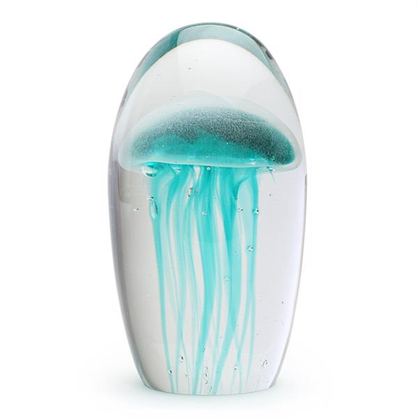 Glass figurine dome jelly glow turquoise