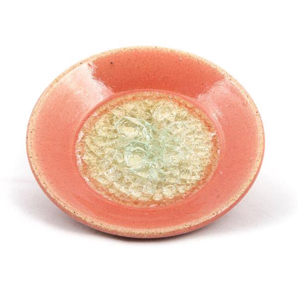 Ceramic dish with geode style fused glass coral