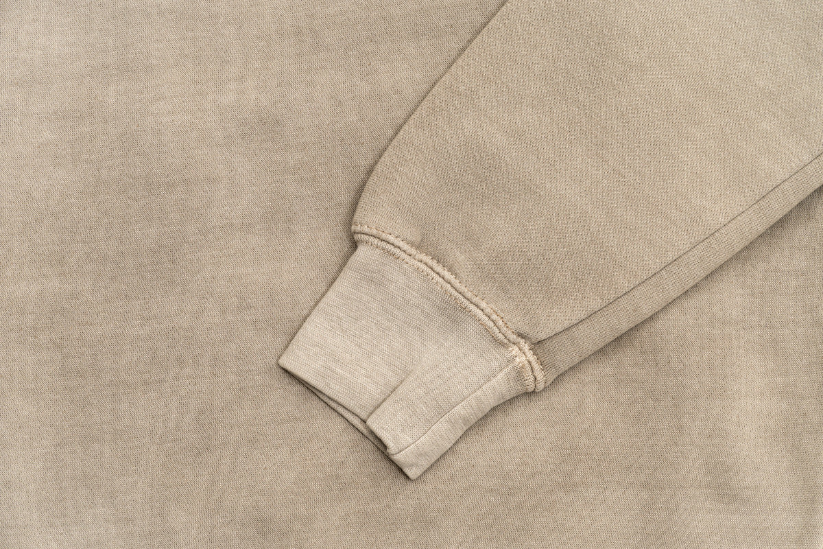 Cement gray adult ¼ zip collar pullover sweater with Aquarium retro patch