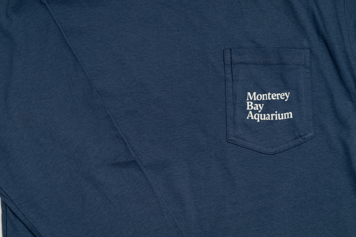 Navy kelp swirl pocket long sleeve t-shirt