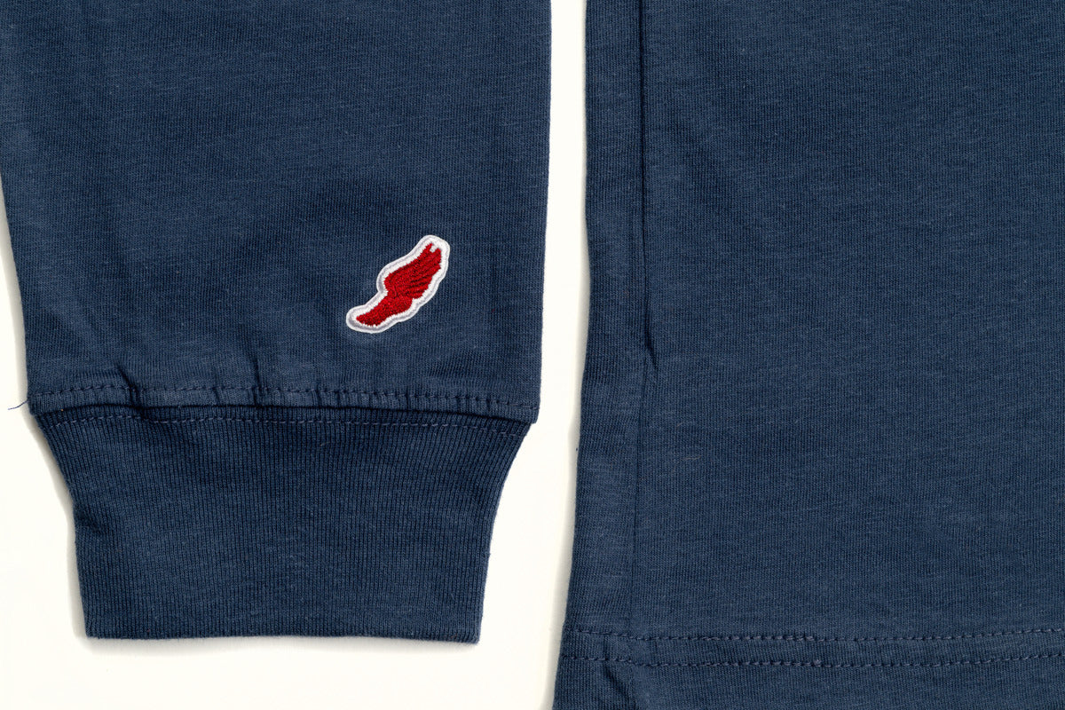 Navy kelp swirl pocket long sleeve t-shirt