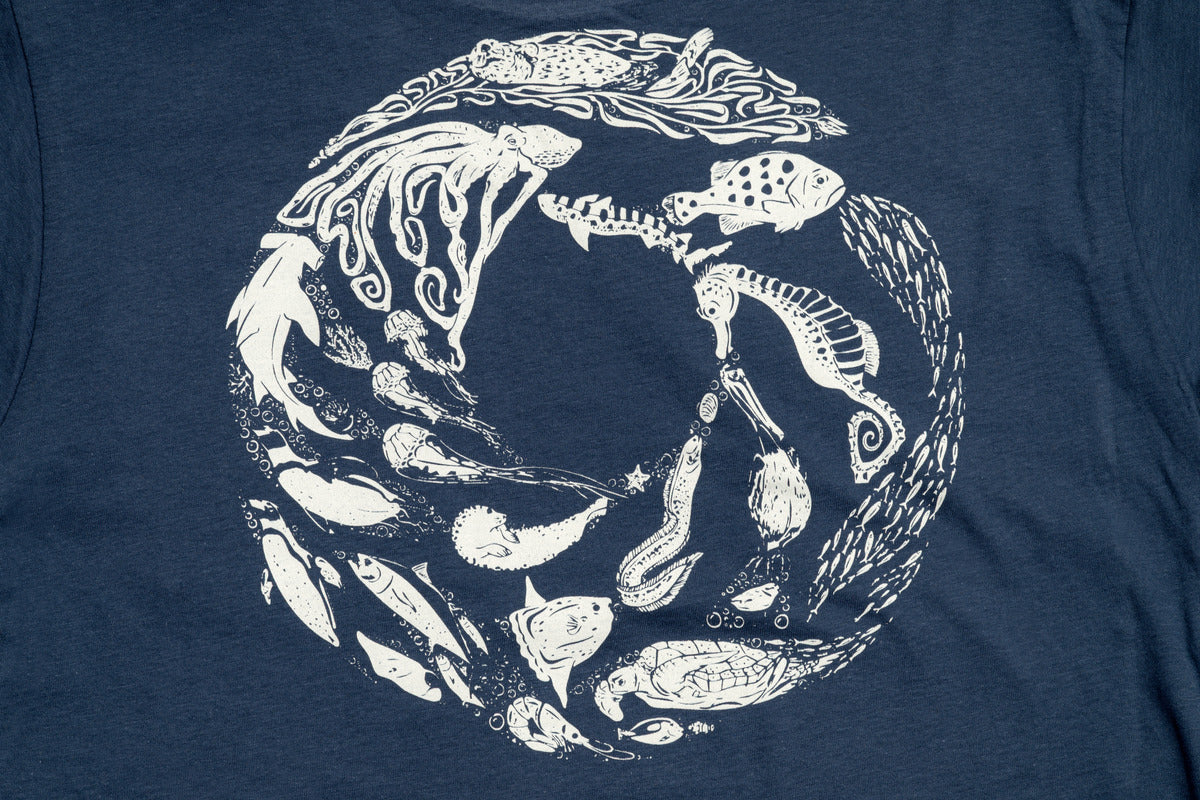 Navy kelp swirl pocket long sleeve t-shirt