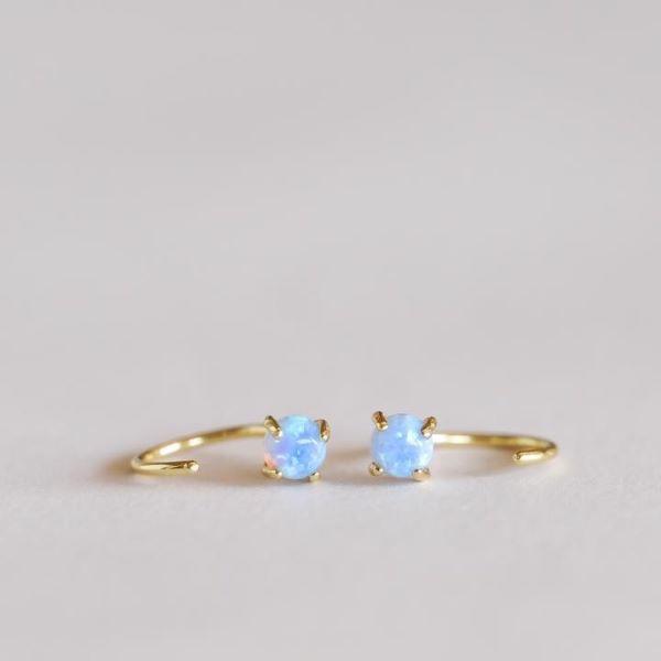 Gemstone huggie earrings opal