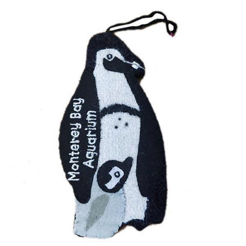 Recycled wool penguin ornament