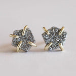 Druzy prong earrings silver