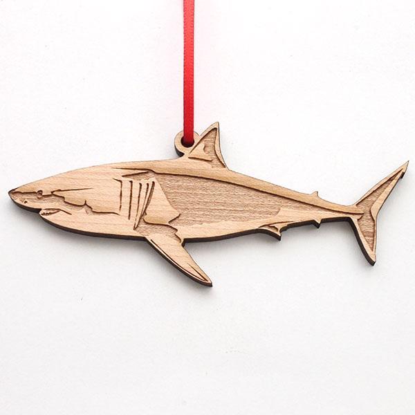 Wood ornament shark