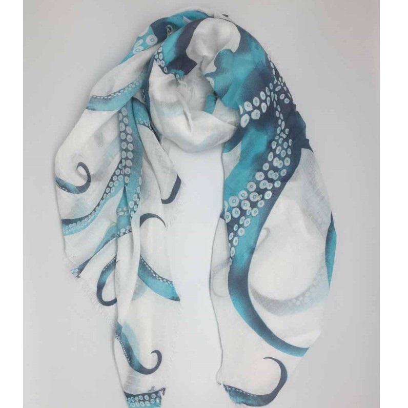 Blue octopus scarf