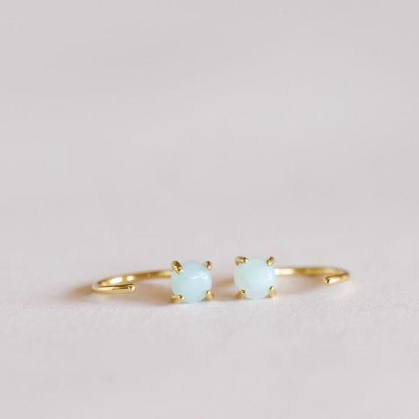 Gemstone huggie earrings amazonite