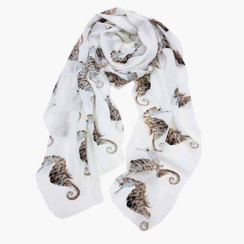 White seahorse scarf