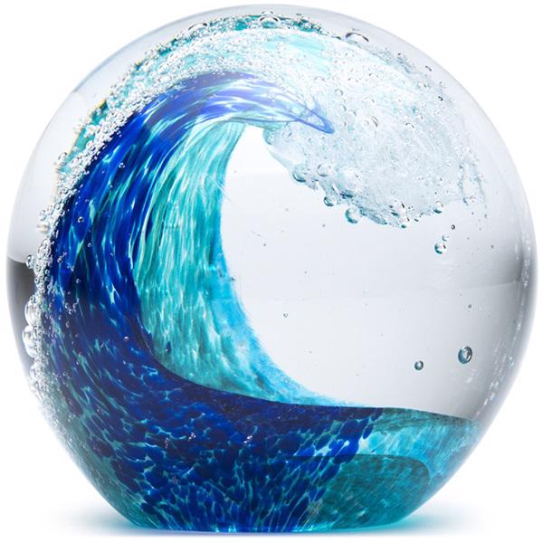 Glass paperweight tropical wave