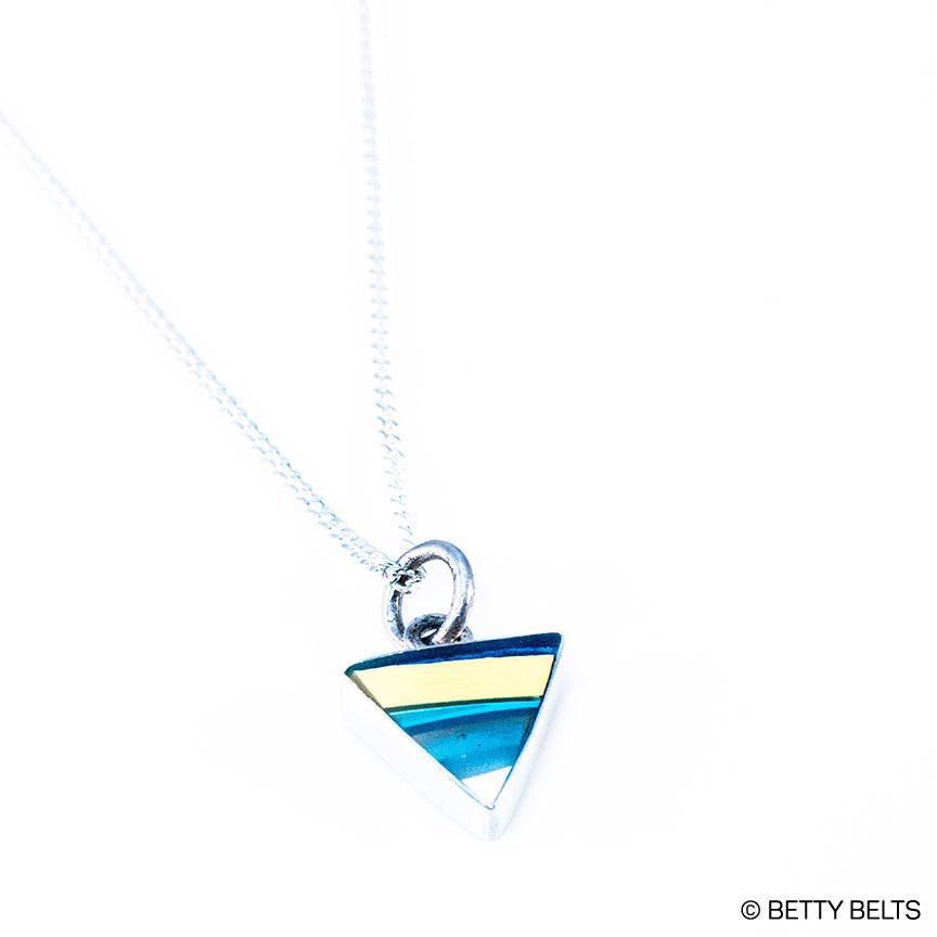 Upcycled surfboard resin triangle charm necklace