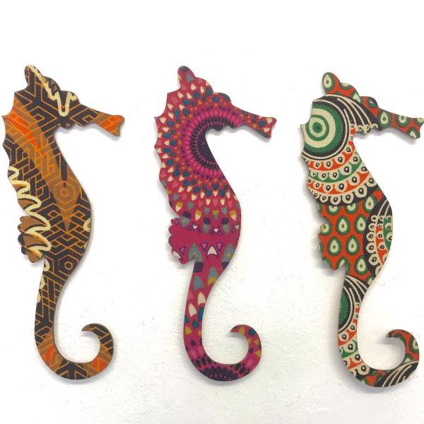 African fabric ornament seahorse
