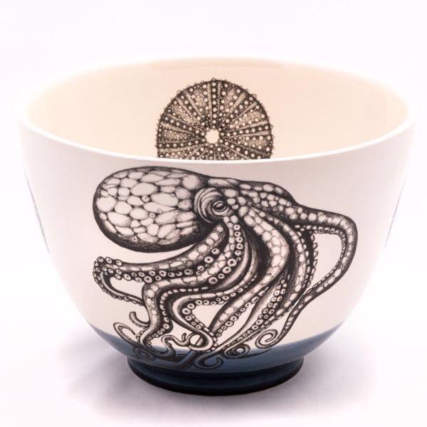 Large bowl octopus blue