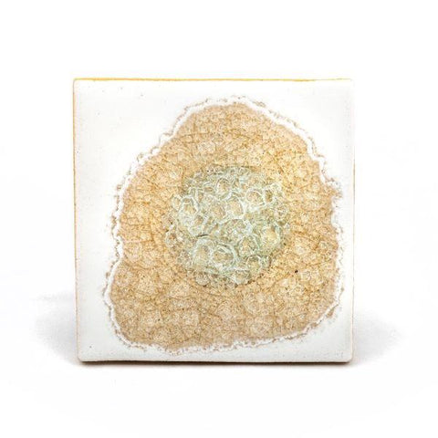 Ceramic coaster with geode style fused glass white