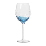 Goblet etched fish blue and clear