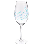 Tall wineglass etched fish