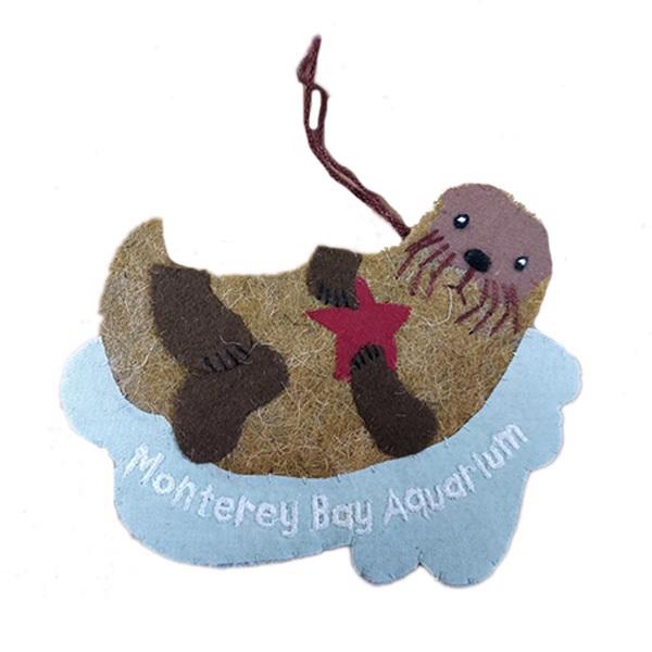 Recycled wool sea otter ornament