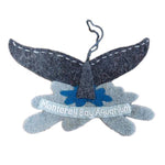 Recycled wool whale tail ornament