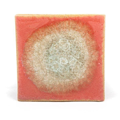 Ceramic coaster with geode style fused glass coral