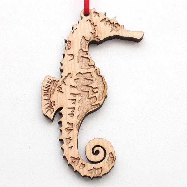 Wood ornament seahorse