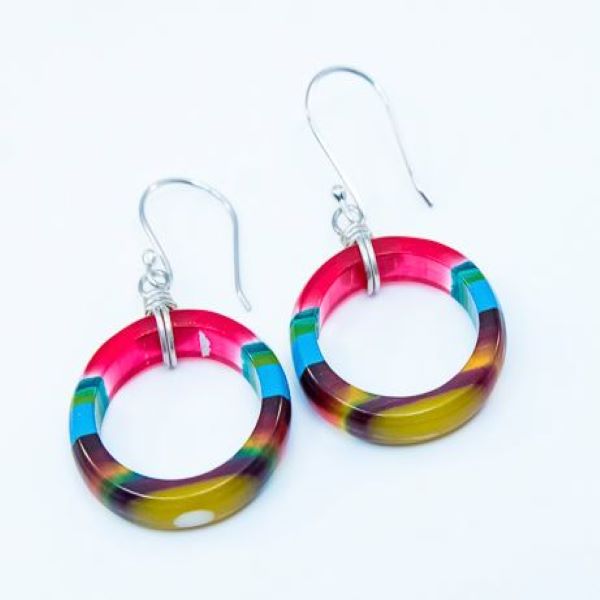 Upcycled surfboard resin small hoop earrings