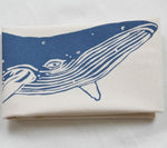 Blue whale tea towel