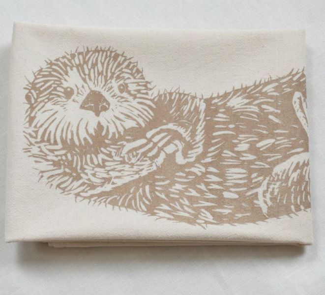 Brown otter tea towel