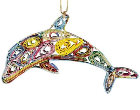 Recycled paper Dolphin ornament