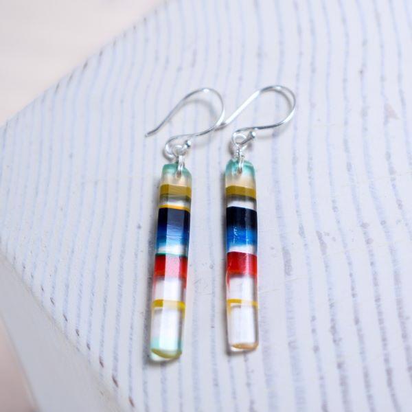 Upcycled surfboard resin rectangle earrings