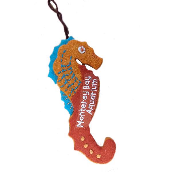Recycled wool seahorse ornament