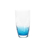 Glass tumbler etched fish blue and clear