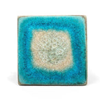 Ceramic coaster with geode style fused glass turquoise