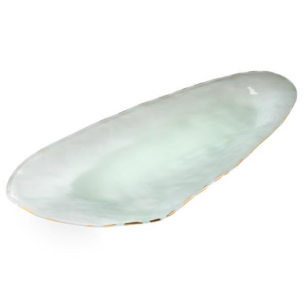 Frosted glass bowl tiburon with gold trim