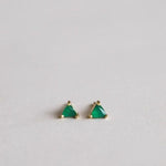 Mini gem stud earrings green onyx