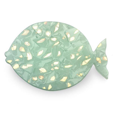 Kisserfish glass appetizer tray with gold flakes