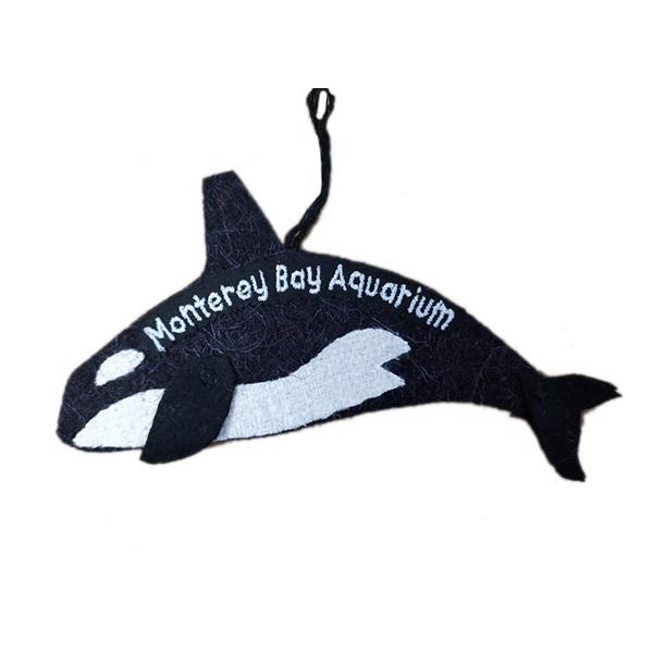 Recycled wool orca ornament