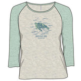 Women's sea turtle 3/4 sleeve raglan tee